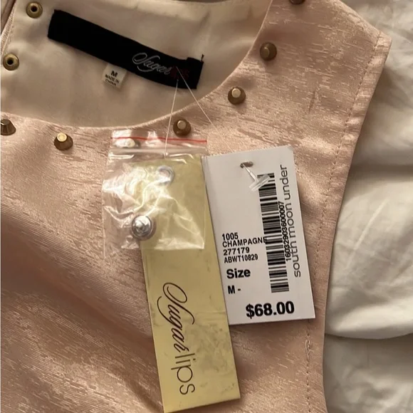 Sugarlips Cream Embellished Peplum Blouse - Picture 3 of 3